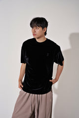 ドロップショルダーベルベット 1/2 T (Black)