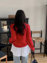 アゲインベーシックコットンルーズフィットⅤネックニット (5color)