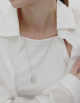 26SS★ [Premium Plating] Volume Square AB TAG Necklace