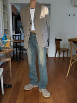 ASCLOスラブスリムブーツカットデニムパンツ