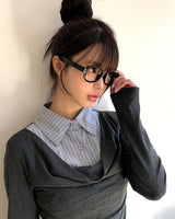 セアンカラーシャツレイヤードTシャツ