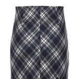 8287 Logo Check-pattern Long Skirt (Navy)
