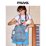 muva. ラージキャパシティ デニム キャンバスバッグ コミューター ショルダーバッグ ライトウェイト カジュアル デザイン