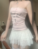 Thankstoo レースチューブトップ (light pink)
