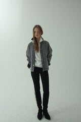 WOOL BLENDING ZIP-UP JACKET_MELANGE GRAY