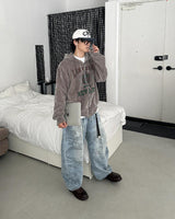 No.0931 LVN velvet hood ZIP-UP (3color)