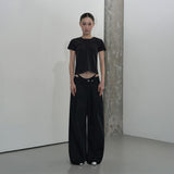 スラッシュピンタックTシャツ (BLACK)