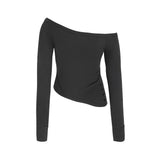 ショルダーボタン1つTシャツ - ブラック