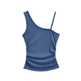 Amaris Asymmetric Strap Ruched Top
