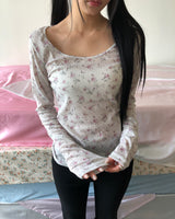 Kitten Floral Long-Sleeve T-Shirt
