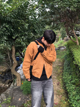 リブフードハードジップアップニット