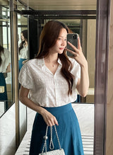 Arom Wrinkle Banding Flare Skirt