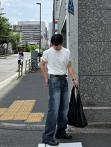 Damage straight denim pants