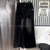 Wrap washing wide denim-PT