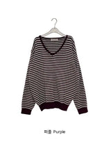 26FW★ [BAONHAUS] Sevnin Stripe V-Neck Knit
