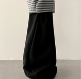 Terry Fleece side pin tuck incision string wide pants