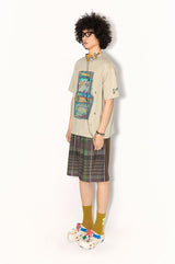 通気性ミルクシルクカラーチェックカジュアル5インチショーツ