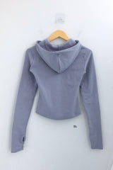 Fingerhole line hooded half zipup