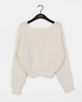 Zar off-shoulder lip neck loose fit semi-cropped knitwear