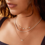 Gold Pave Sparkle 925 Silver + 14k gold plating Necklace N061-03G