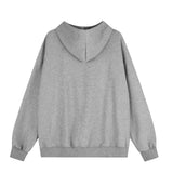 Text Patch Oversized Hoodie Zip-Up
