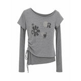 Sadie Stripe Flower Tie Tee