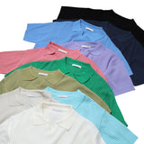 LMN Romal エアクールバリオープンカラーVネック半袖ニット (10 colors)