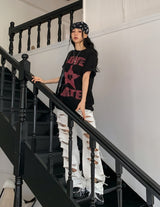 ヘイトラブプリンティングオーバー半袖Tシャツ