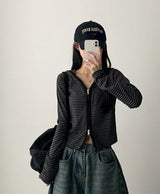 Styストライプツーウェイスリムフーデッドジップアップ