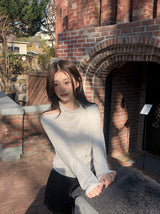 Drape One Shoulder Warm Knit +Tie Set (5color)