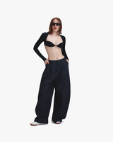 PUSH PUSH PP STRIPES PANTS ストライプワイドパンツ（ブラック）