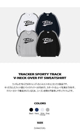 トラッカースポーティートラックVネックオーバーフィットスウェットシャツ (4color)