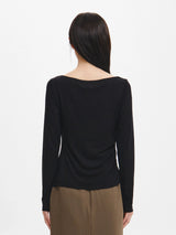 DRAPE SHIRRING LONG SLEEVE T-SHIRT