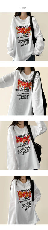 ベノムフレイムレタリングリバースプリントオーバーフィットロングスリーブTシャツ
