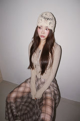 Knit Flower Bucket Beanie
