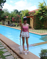 Gobang Checkered Cover-Up Backless Bikini