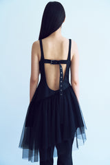 アンバランスバックルバックレスドレス_black
