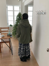 ギエットフリルバンディングチェックロングスカート