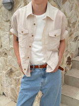 Essential cooling roll up crop shirts(3color)