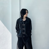 3D Pleated Metal Button Collar Jacket