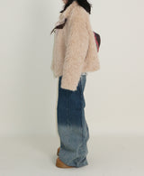 レイチェル 2ベルトディテールショート丈ファージャケット (Lining Quilted)