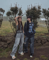 [U-DENIM] サマーリッペードジーンズワイドデニムパンツ
