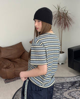 Roan Striped Henley Neck Short Sleeve Tee