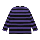 ストライプラウンド長袖Tシャツ BK/PU