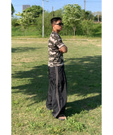 Camo Waffle Henley Neck Muscle Fit T-shirt