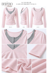 Stella Pink Gray Layered Long Sleeve T-shirt