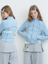 Riverstone Plus Polka Dot Stand Collar Yoga Top, Women Slim Crop Long Sleeve Athletic Shirt, New Arrival for Autumn