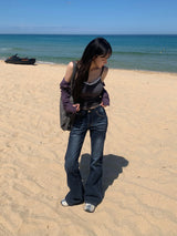 Triming Lace Ribbed Modal Sleeveless Top (4c)