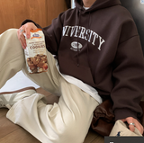  Urban University Embroidery Double Middle Overfit Hoodie