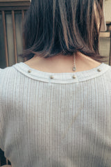 Lace studded top (White)